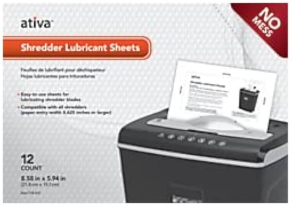 Ativa™ Shredder Lubricant Sheets, Pack Of 12